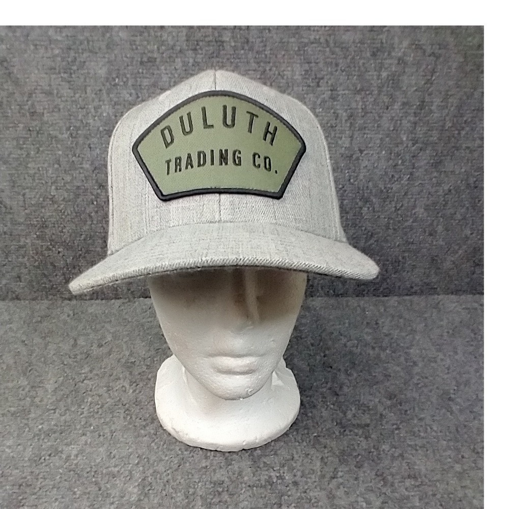 Duluth Trading Co Snapback Hat Men M/L Grey Wool Blend Patch Flat Brim Cap